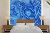 Behang - Fotobehang Marmer - Blauw - Patroon - Breedte 240 cm x hoogte 240 cm