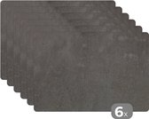 Placemat - Placemats kunststof - Beton - Grijs - Muur - Grind - 45x30 cm - 6 stuks - Hittebestendig - Anti-Slip - Onderlegger - Afneembaar