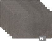 Placemat - Placemats kunststof - Beton - Grijs - Stippen - Grind - 45x30 cm - 6 stuks - Hittebestendig - Anti-Slip - Onderlegger - Afneembaar