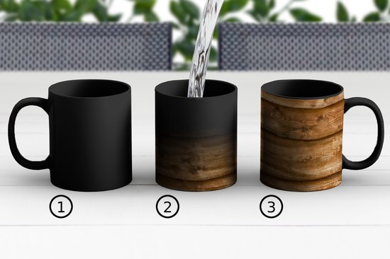 Magische Mok - Foto op Warmte Mokken - Koffiemok - Vintage - Bruin - Planken - Houten - Magic Mok - Beker - 350 ML - Theemok van Yoursurprise — afbeelding 4