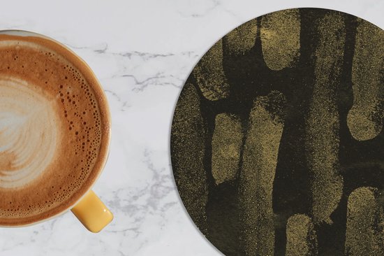 Dessous de Sous-verres - Rond - Goud - Zwart - Luxe - 10x10 cm - 6 pièces