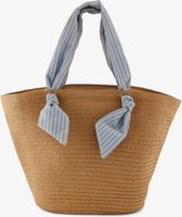 Pieces PCVILLA BASKET SCARF SHOPPER - Nature Light Blue
