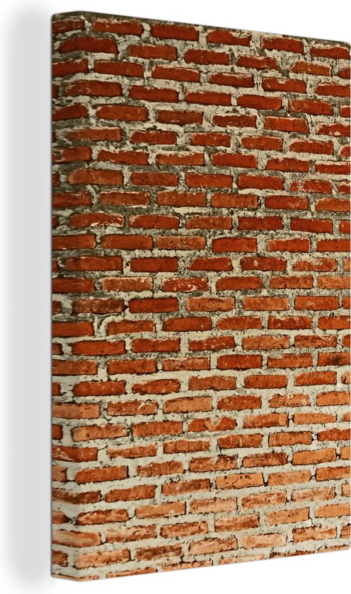Canvas Schilderij Vintage - Bakstenen - Muur - 60x90 cm - Wanddecoratie