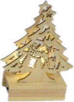 kerstfiguur kerstboom led 10 x 8 x 4,2 cm hout naturel