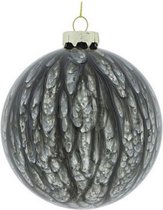 kerstbal Xavi 8 cm glas donker grijs