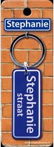 sleutelhanger straatnaam Stephanie 9 cm staal blauw