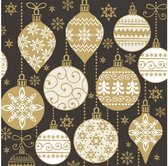 servetten Baubles with Pattern 3-laags 33 cm papier bruin