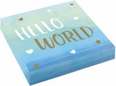 servetten Hello world 33 x 33 cm papier blauw/wit/goud 16 stuks
