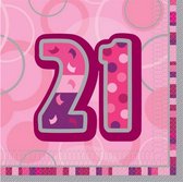 servetten 21 jaar 16 x 16 cm 16 stuks roze