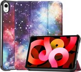 Hoesje Geschikt voor iPad Air 2022 Hoes Case Tablet Hoesje Tri-fold - Hoes Geschikt voor iPad Air 5 2022 Hoesje Hard Cover Bookcase Hoes - Galaxy