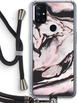 Case Company® - OnePlus Nord N10 5G hoesje met Koord - Roze stroom - Telefoonhoesje met Zwart Koord - Bescherming aan alle Kanten en Over de Schermrand