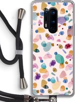 Case Company® - OnePlus 8 Pro hoesje met Koord - Terrazzo Memphis - Telefoonhoesje met Zwart Koord - Bescherming aan alle Kanten en Over de Schermrand