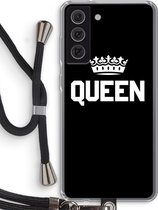 Case Company® - Samsung Galaxy S21 FE hoesje met Koord - Queen zwart - Telefoonhoesje met Zwart Koord - Bescherming aan alle Kanten en Over de Schermrand
