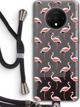 Case Company® - OnePlus 7T hoesje met Koord - Flamingo - Telefoonhoesje met Zwart Koord - Bescherming aan alle Kanten en Over de Schermrand