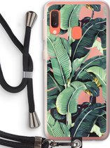 Case Company® - Samsung Galaxy A20e hoesje met Koord - Bananenbladeren - Telefoonhoesje met Zwart Koord - Bescherming aan alle Kanten en Over de Schermrand