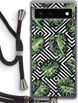 Case Company® - Google Pixel 6 hoesje met Koord - Geometrische jungle - Telefoonhoesje met Zwart Koord - Bescherming aan alle Kanten en Over de Schermrand