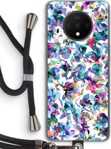 Case Company® - OnePlus 7T hoesje met Koord - Hibiscus Flowers - Telefoonhoesje met Zwart Koord - Bescherming aan alle Kanten en Over de Schermrand