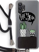 Case Company® - Samsung Galaxy A32 5G hoesje met Koord - Hey you cactus - Telefoonhoesje met Zwart Koord - Bescherming aan alle Kanten en Over de Schermrand