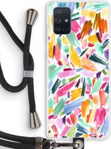 Case Company® - Samsung Galaxy A71 hoesje met Koord - Watercolor Brushstrokes - Telefoonhoesje met Zwart Koord - Bescherming aan alle Kanten en Over de Schermrand