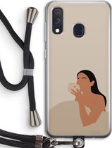 Case Company® - Samsung Galaxy A40 hoesje met Koord - Fresh coffee - Telefoonhoesje met Zwart Koord - Bescherming aan alle Kanten en Over de Schermrand