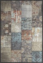 Laagpolig Vintage Patchwork Vloerkleed Edessa Bruin/Multi-140 x 200 cm