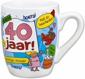 mok cartoon-stijl 40 jaar keramiek 325 ml wit