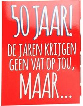 wenskaart 50 jaar! 16 x 12,5 cm karton rood