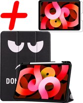 Hoesje Geschikt voor iPad Air 2022 Hoes Case Tablet Hoesje Tri-fold Met Uitsparing Geschikt voor Apple Pencil Met Screenprotector - Hoes Geschikt voor iPad Air 5 2022 Hoesje Hard Cover Bookcase Hoes - Don't Touch Me.