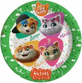 feestborden 44 Cats 23 cm karton groen 8 stuks