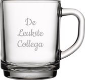 Gegraveerde theeglas 25,5cl De Leukste Collega