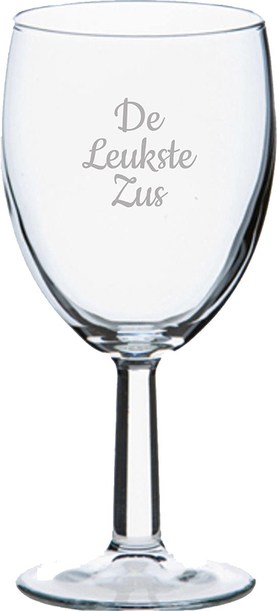 Gegraveerde wijnglas 24,5cl De Leukste Zus
