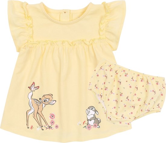 Robe bébé jaune à volants + culotte - Bambi DISNEY / 74