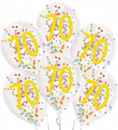 ballonnen confetti 70 jaar 27,5 cm latex wit 6 stuks