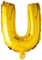 folieballon letter 'U' 16 cm goud