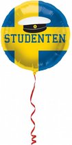 folieballon Studenten 45 cm geel/blauw
