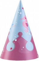 feesthoedjes zeemeermin 16 cm papier roze 8 stuks