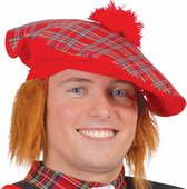 schotse baret met haar polyester rood one-size