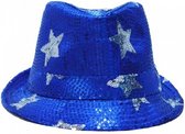 hoed met sterren pailletten blauw unisex