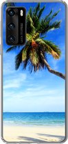 Geschikt voor Huawei P40 hoesje - Palmbomen - Strand - Zee - Siliconen Telefoonhoesje