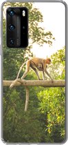Geschikt voor Huawei P40 Pro hoesje - Apen wandelend over tak - Siliconen Telefoonhoesje