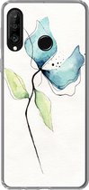 Geschikt voor Huawei P30 Lite hoesje - Bloemen - Waterverf - Blauw - Siliconen Telefoonhoesje