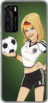 Geschikt voor Huawei P40 hoesje - Een illustratie van een meisje met Duitse kleding en een voetbal - Meiden - Meisjes - Kinderen - Siliconen Telefoonhoesje