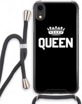 Case Company® - iPhone XR hoesje met Koord - Queen zwart - Telefoonhoesje met Zwart Koord - Extra Bescherming aan alle Kanten en Over de Schermrand