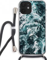 Case Company® - iPhone 12 mini hoesje met Koord - Zee golf - Telefoonhoesje met Zwart Koord - Extra Bescherming aan alle Kanten en Over de Schermrand