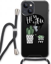 Case Company® - iPhone 13 hoesje met Koord - Hey you cactus - Telefoonhoesje met Zwart Koord - Extra Bescherming aan alle Kanten en Over de Schermrand