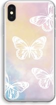 Case Company® - iPhone X hoesje - White butterfly - Soft Cover Telefoonhoesje - Bescherming aan alle Kanten en Schermrand