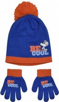 winterset Snoopy acryl/polyester blauw/oranje 3-delig