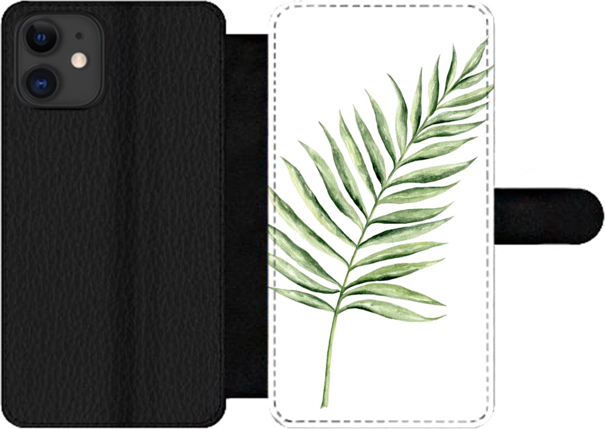 Telefoonhoesje Geschikt voor iPhone 11 telefoonhoesje - Plant - Waterverf - Aquarel - Met vakjes - Wallet case met magneetsluiting