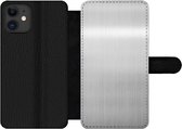 Bookcase Geschikt voor iPhone 11 telefoonhoesje - Metaal print - Zilver - Grijs - Met vakjes - Wallet case met magneetsluiting