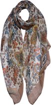 Juleeze Sjaal Dames Print 80x180 cm Bruin Synthetisch Bloemen Shawl Dames Cadeau voor haar